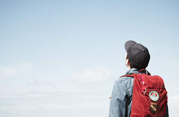 Person looking into sky