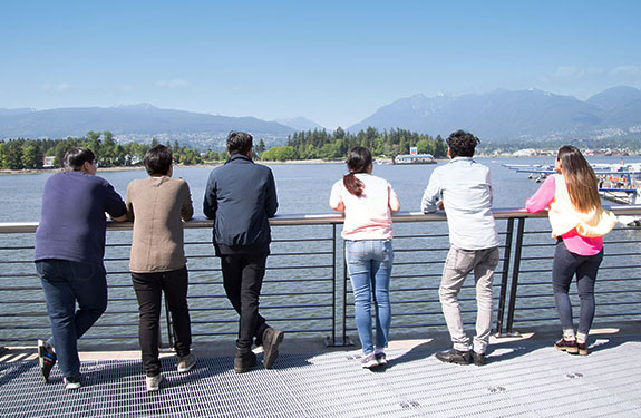 student enjoying the view at downtown vancouver