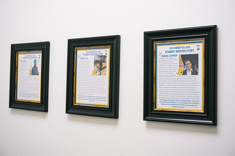 framed pictures of student success stories