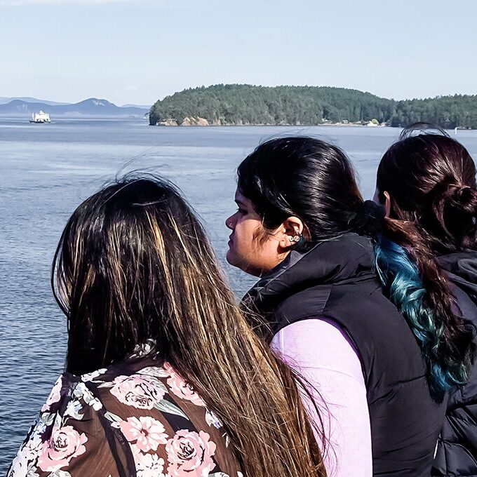 Students enjoying the ferry ride