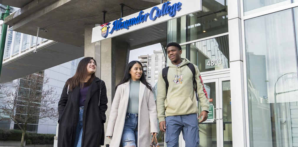 Alexander College Students outside Burnaby campus