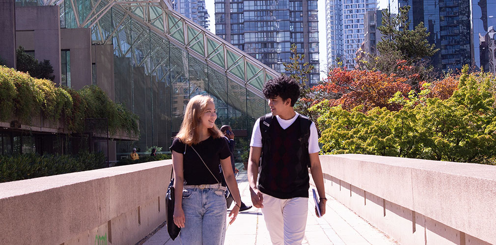 two students walking in downtown Vancouver