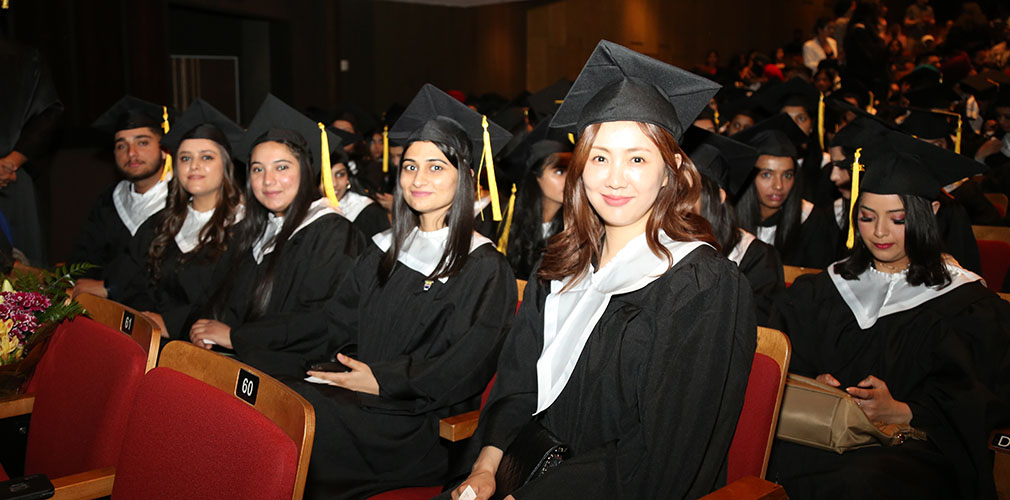a row of students about to graduate