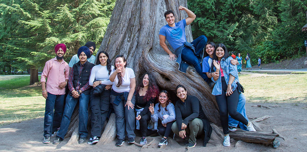 group photo under a giant tree