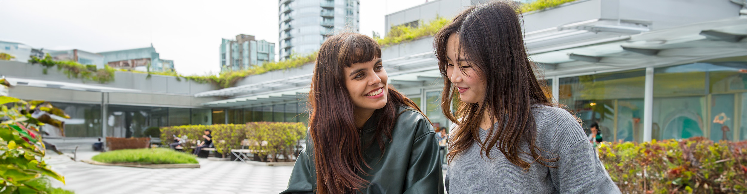 two students outside