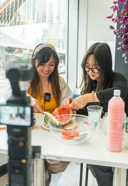 filming two students making hwachae