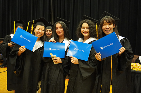 A group of students graduating