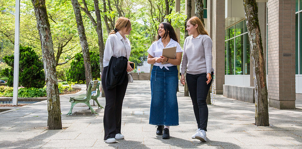 three students outside