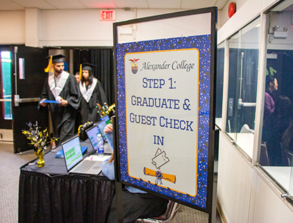 convocation check-in sign