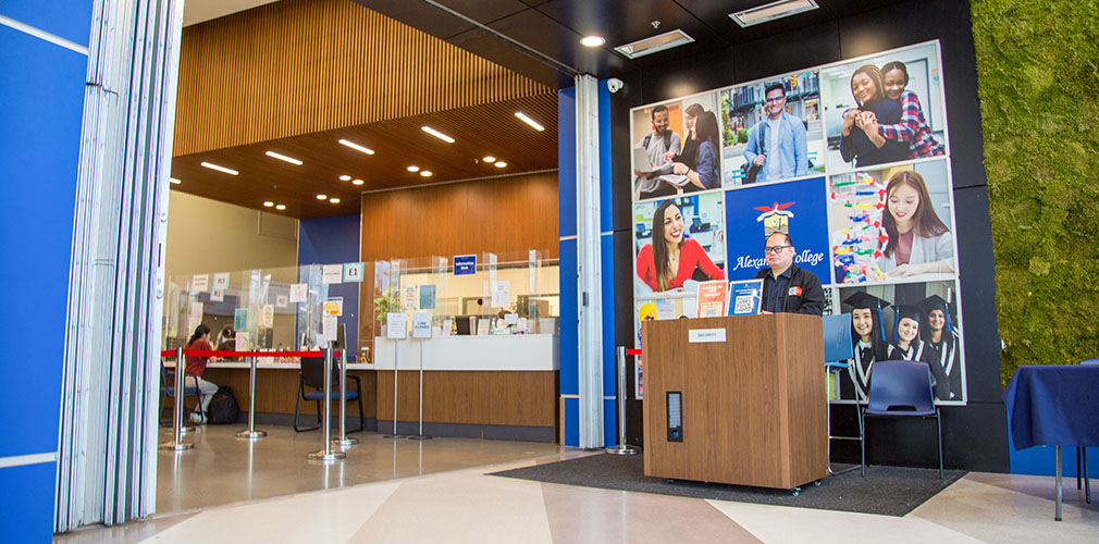 Shot of Alexander College Burnaby lobby