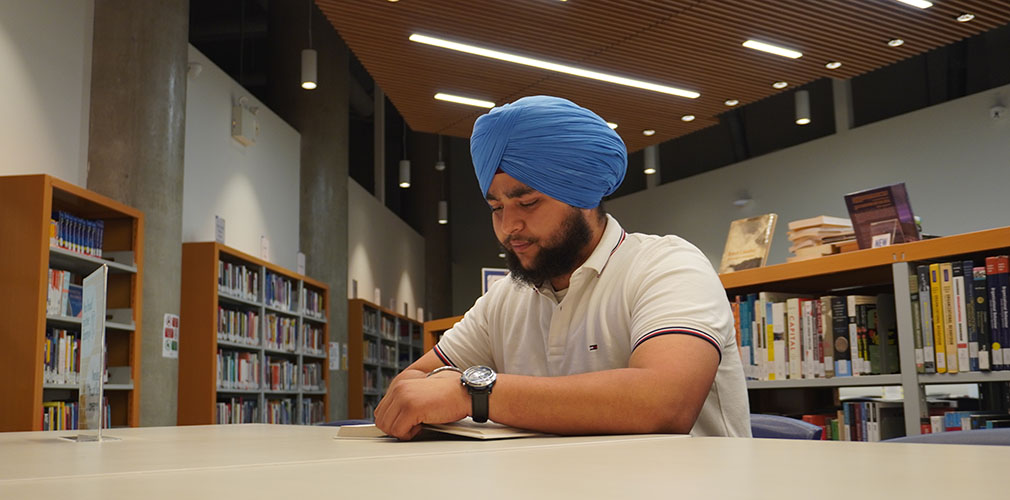 student reading
